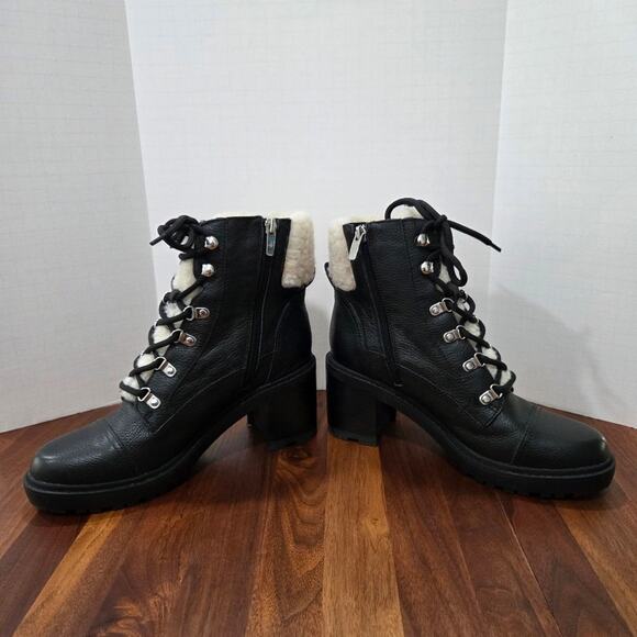 Marc Fisher Lakynn Lace Up Lug Sole Heeled Combat Booties Size 7.5 - Picture 6 of 11